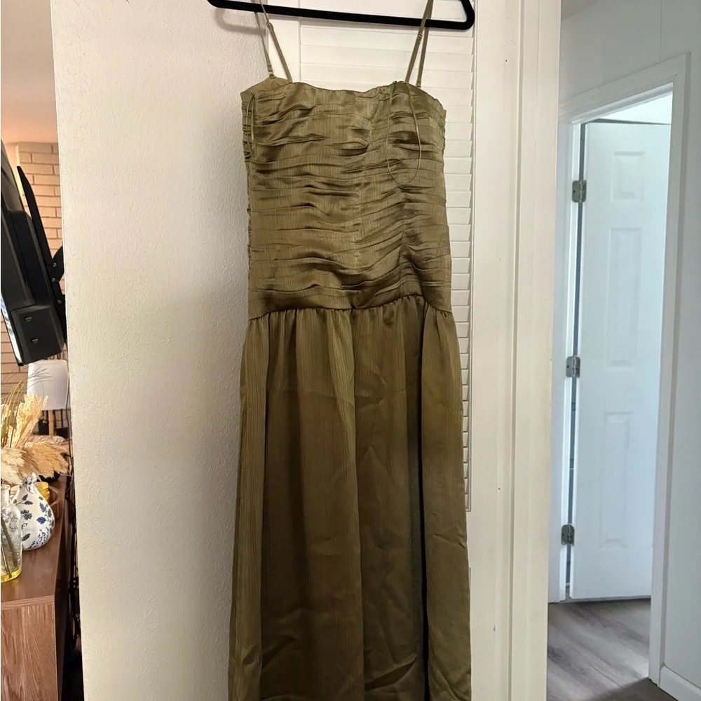 Reformation Olive Green Midi Dress - Picture 3 of 4